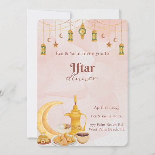 Iftar Dinner Ramadan Dinner Invitation Kaart (Voorkant)