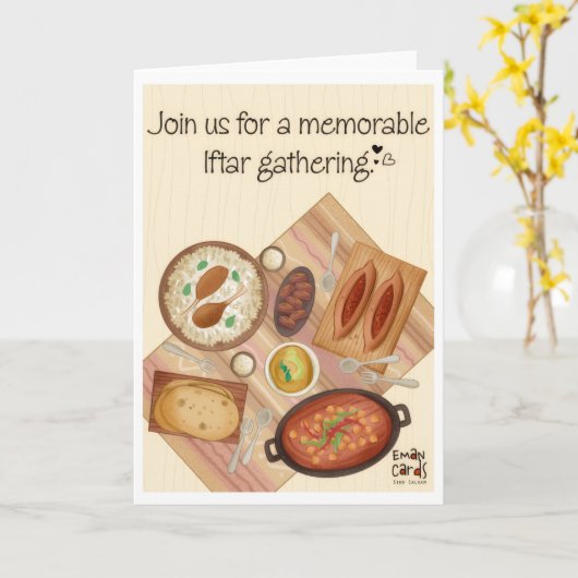 Iftar Invite - Dinner Table Kaart (Gele Bloem)