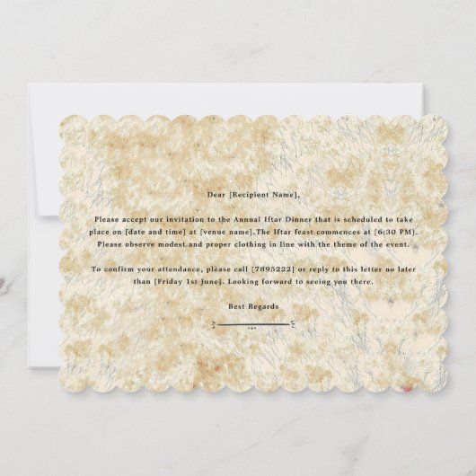 iftar kaart (Achterkant)