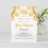 Iftar Party Invitation Elegant Gold Lantern Kaart (Staand voorkant)