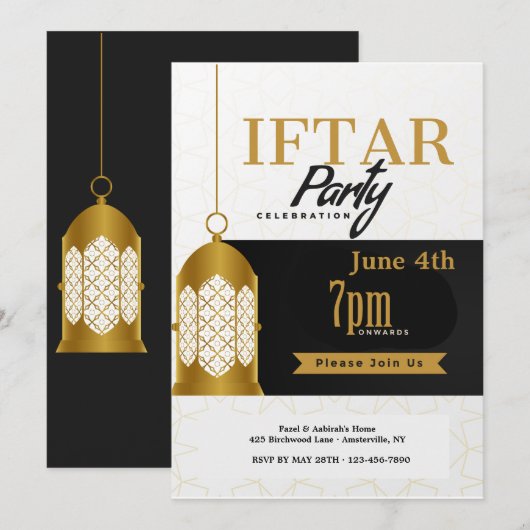 Iftar Party Lantern Invitation Kaart (Voorkant / Achterkant)