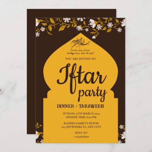 IFTAR PARTY uitnodiging (Voorkant / Achterkant)