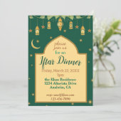 iftar ramadan uitnodiging elegant groen, goud, maa (Staand voorkant)
