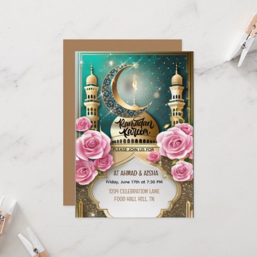 Iftar uitnodiging | Mooie iftar (Voorkant / Achterkant in situ)