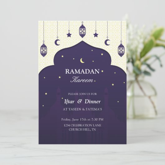 Iftar-uitnodiging | Mooie uitnodiging voor iftar (Staand voorkant)