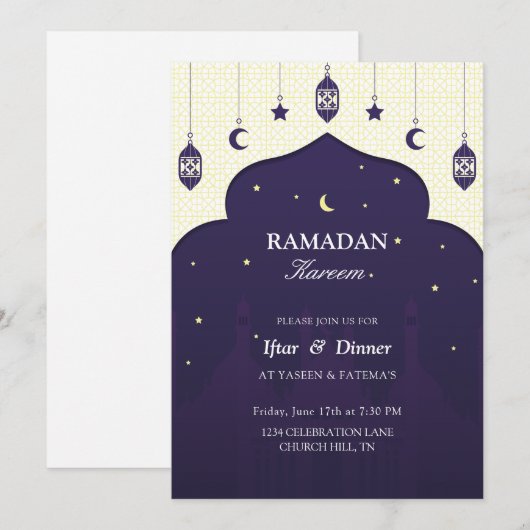 Iftar-uitnodiging | Mooie uitnodiging voor iftar (Voorkant / Achterkant)