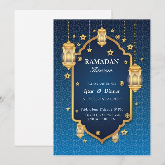 Iftar-uitnodiging | Mooie uitnodiging voor iftar (Voorkant / Achterkant)