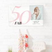 ifty and Fabulous Pink Bold Birthday Party Spandoek (Insitu)