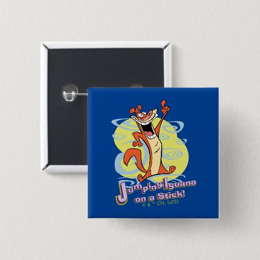 Igauna op een stok jappen!™ vierkante button 5,1 cm (Voorkant /achterkant)