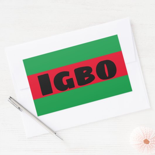 Igbo groen en rood rechthoekige sticker (Envelop)
