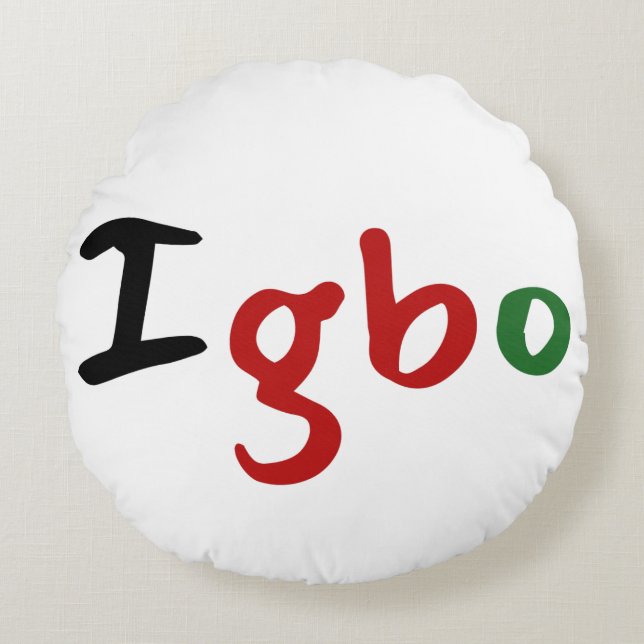 Igbo Pan Afrikaans Rond Kussen (Voorkant)