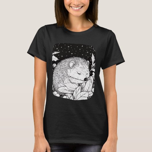 Igel bei Nacht unter magischem Sternenhimmel T-shirt (Voorkant)