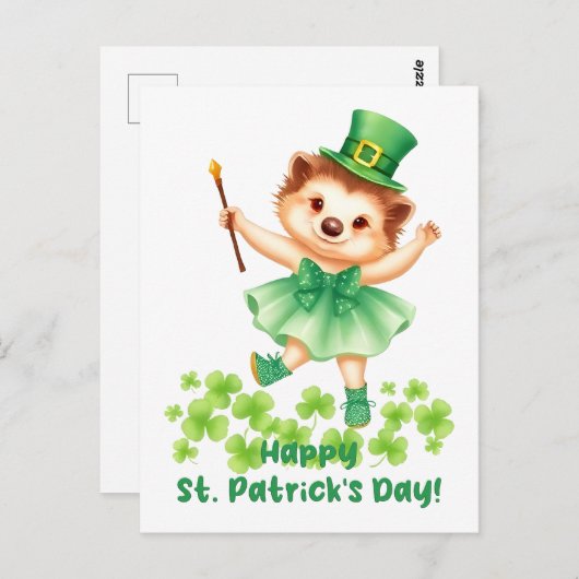 Igel Igelin Gráinneog Happy St. Patricks Day Briefkaart (Voorkant / Achterkant)