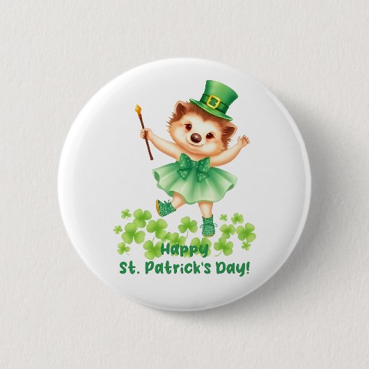 Igel Igelin Gráinneog Happy St. Patricks Day Ronde Button 5,7 Cm (Voorkant)