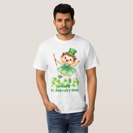 Igel Igelin Gráinneog Happy St. Patricks Day T-shirt (Voorkant volledig)