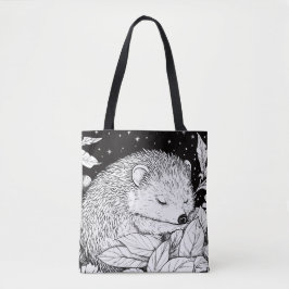 Igel im Herbstlaub unter Sternenhimmel Tote Bag