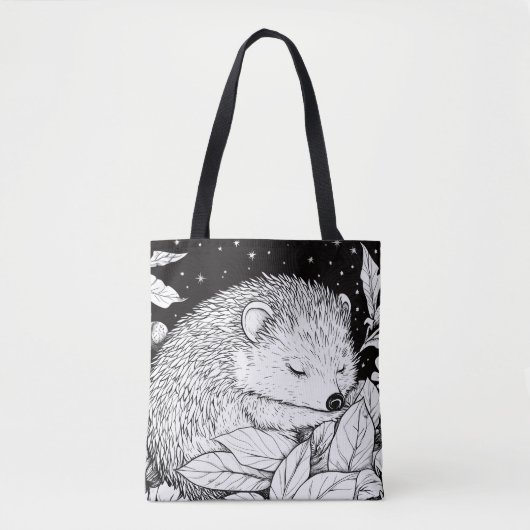 Igel im Herbstlaub unter Sternenhimmel Tote Bag (Voorkant)