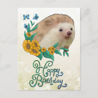 Igel mit Blüten Briefkaart