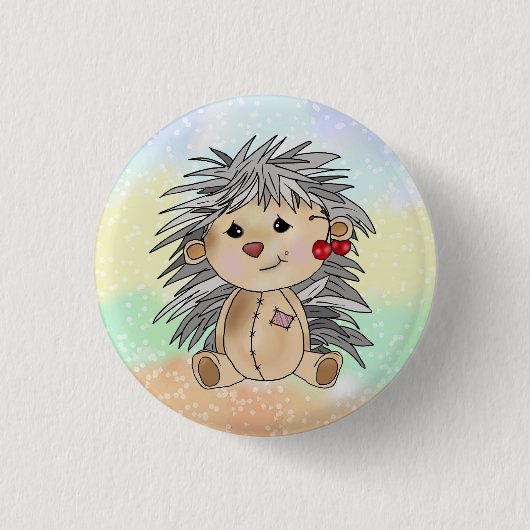 Igel mit Kirschen Ronde Button 3,2 Cm (Voorkant)