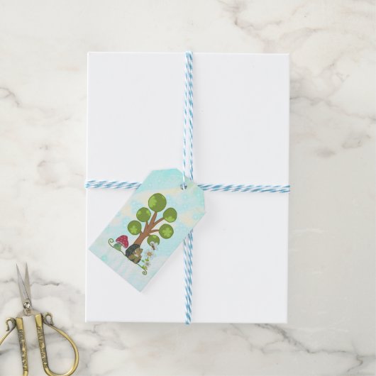 Igel unterm Baum Cadeaulabel (Met Touw)