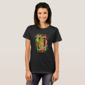 Iger Kat Met Ropisch Bloemendesign T-shirt (Voorkant volledig)
