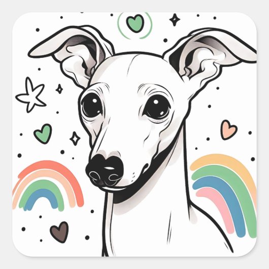 Iggy Italian Greyhound Doodle Stickers (Voorkant)