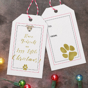 Iggy Little Christmas Fun Elegant Faux Gold Script Cadeaulabel