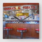 Iggy's Diner Interior, Carthage, Missouri Vierkante Klok (Voorkant)