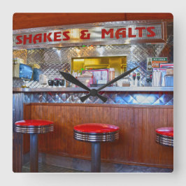 Iggy's Diner Interior, Carthage, Missouri Vierkante Klok