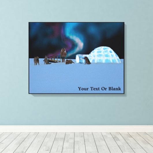 Igloo en Northern Lights Canvas Afdruk (Insitu (Houten vloer))