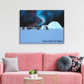 Igloo en Northern Lights Canvas Afdruk (Insitu (Woonkamer))