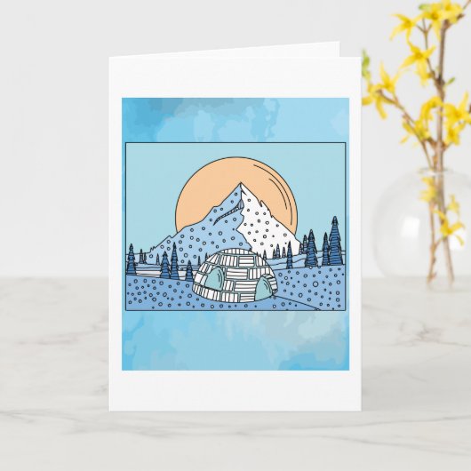 Igloo sneeuw en ijslandschap kaart (Gele Bloem)