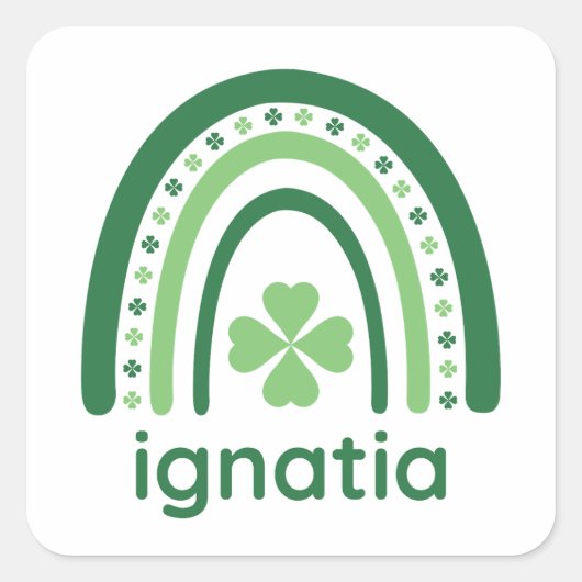 ignatia Name Clover Boho Rainbow Vierkante Sticker (Voorkant)