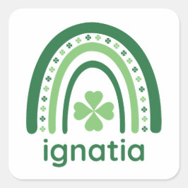 ignatia Name Clover Boho Rainbow Vierkante Sticker