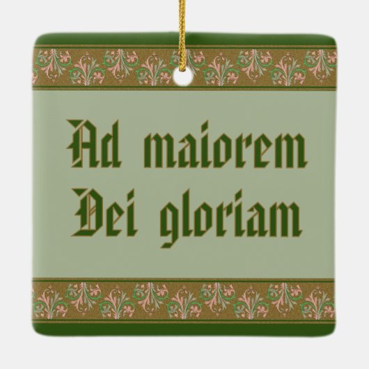 Ignatius Loyola (BK 050; Latijn Motto) Keramisch Ornament (Achterkant)