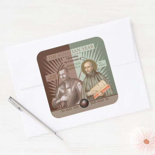 Ignatius Loyola: van Soldaat tot Saint (SAE 004) Vierkante Sticker (Envelop)