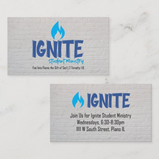 Ignite Uitnodigingskaart Plaatskaartje (Voorkant / Achterkant)