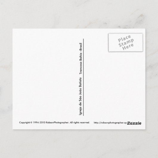 Igreja de São João Batista Trancoso Bahia Briefkaart (Achterkant)