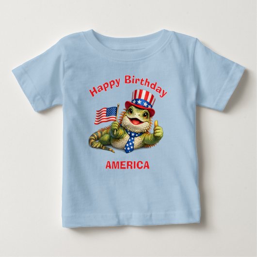 Iguana (3D) Patriottisch Kinder T-Shirt (Voorkant)