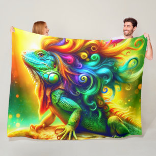 Iguana Art Fleece Deken
