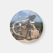 Iguana beeldhouwwerk Isla Mujeres, Mexico magneet (Voorkant)