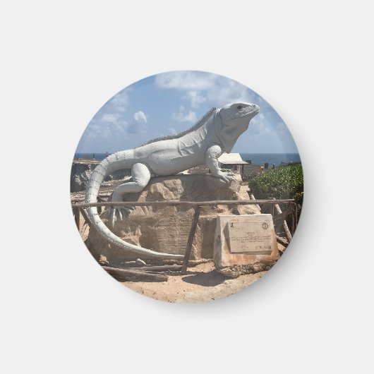 Iguana beeldhouwwerk Isla Mujeres, Mexico magneet (Voorkant)