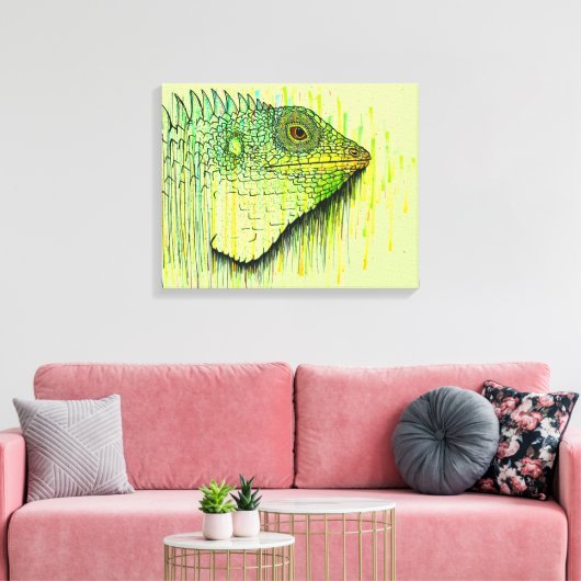 Iguana Canvas Afdruk (Insitu (Woonkamer))
