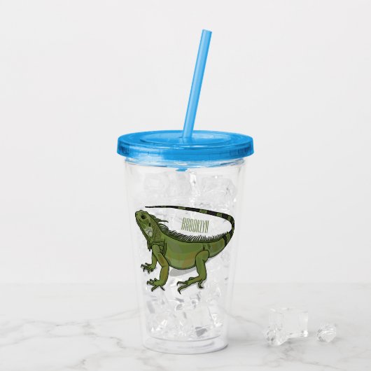 Iguana cartoon illustratie acryl drinkbeker (Achterkant ijs)