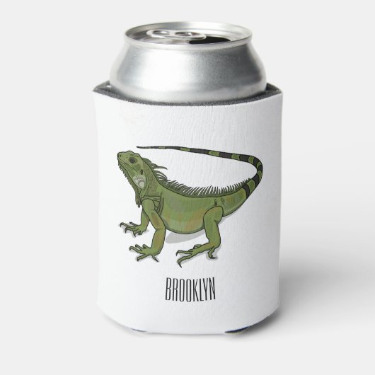 Iguana cartoon illustratie blikjeskoeler (Blikje Achterkant)