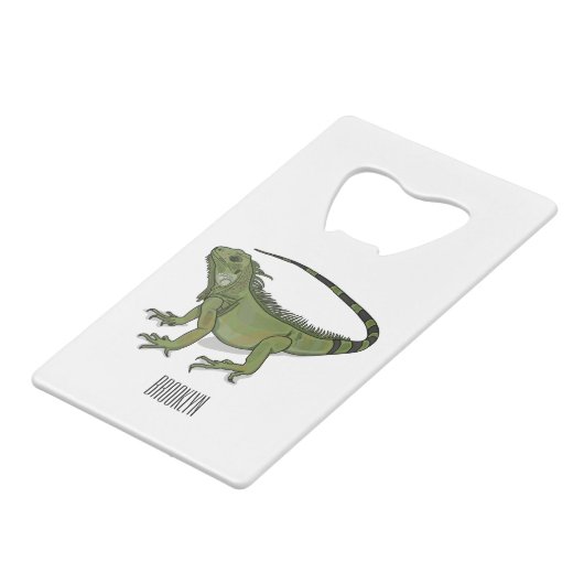 Iguana cartoon illustratie creditkaart flessenopener (Achterkant Gekanteld)