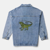 Iguana cartoon illustratie denim jacket (Achterkant)