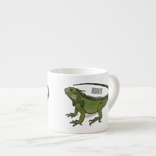 Iguana cartoon illustratie espresso kop (Voorkant rechts)