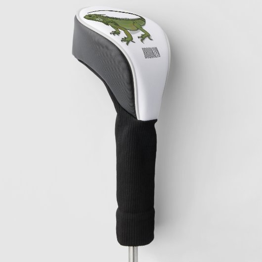 Iguana cartoon illustratie golfheadcover (Schuin)