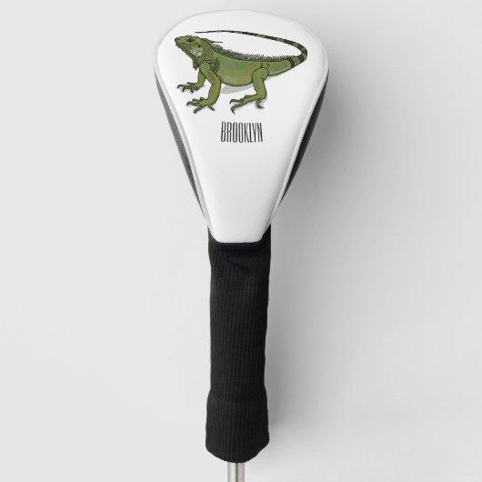 Iguana cartoon illustratie golfheadcover (Voorkant)